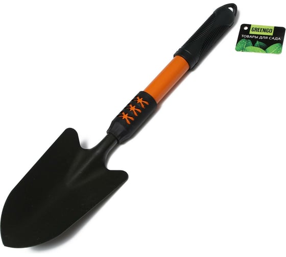 Изображение товара Садовая лопатка с прорезиненной рукоятью Greengo 45х9.5 см, черная 150774