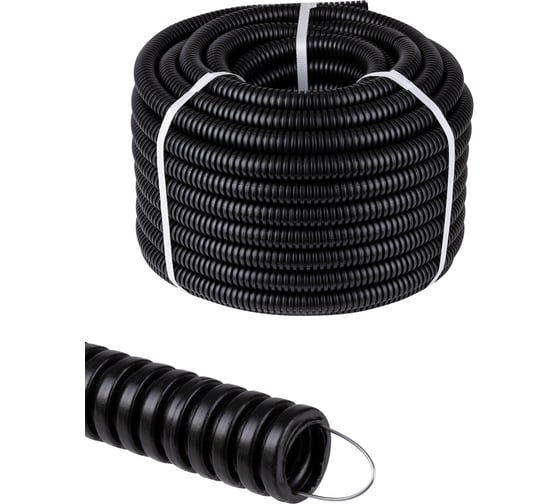 Изображение товара Гофра для кабеля TDM ELECTRIC 20мм ПНД с зондом 25 метров легкая черная SQ0413-2502