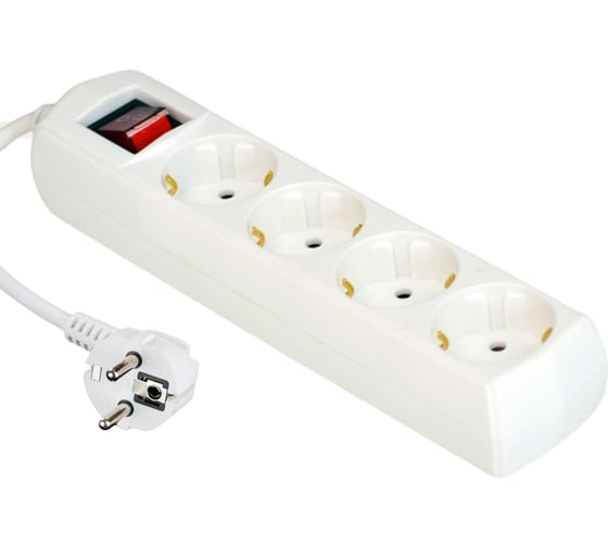 Изображение товара Бытовой удлинитель с выключателем truEnergy 4 розетки кабель ПВС 3x1 мм2 5м 15106