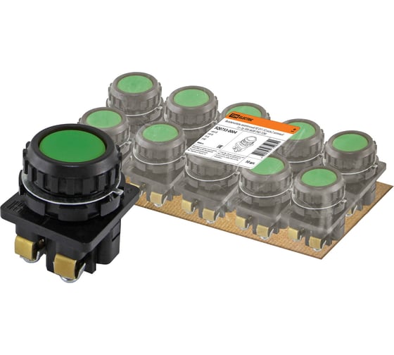 Изображение товара Выключатель TDM ELECTRIC кнопочный КЕ 011-У2-исп.2 зеленый 1з+1р 10A 660B IP40 SQ0753-0004