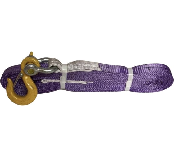 Изображение товара Буксировочный текстильный строп Сталь-91 30мм 9т 5м 2 слоя+скоба и крюк 4687202227495