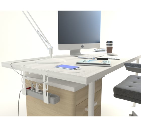 Изображение товара Держатель-органайзер для рабочего стола и сетевого фильтра EMBODIMENT белый EMB-CSP-W