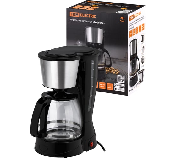 Изображение товара Капельная кофеварка TDM ELECTRIC Гефест 2 800 Вт, объем 1,5 л, съемный фильтр, поддержание температуры SQ4014-0002