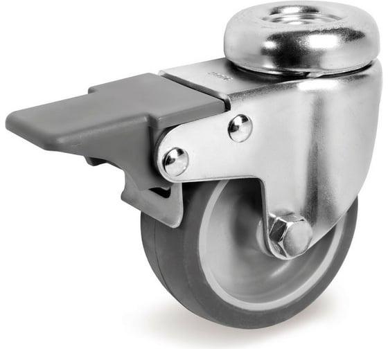 Изображение товара Колесо аппаратное поворотное с отверстием под болт и тормозом (50 мм; 40 кг) Tellure rota 387201