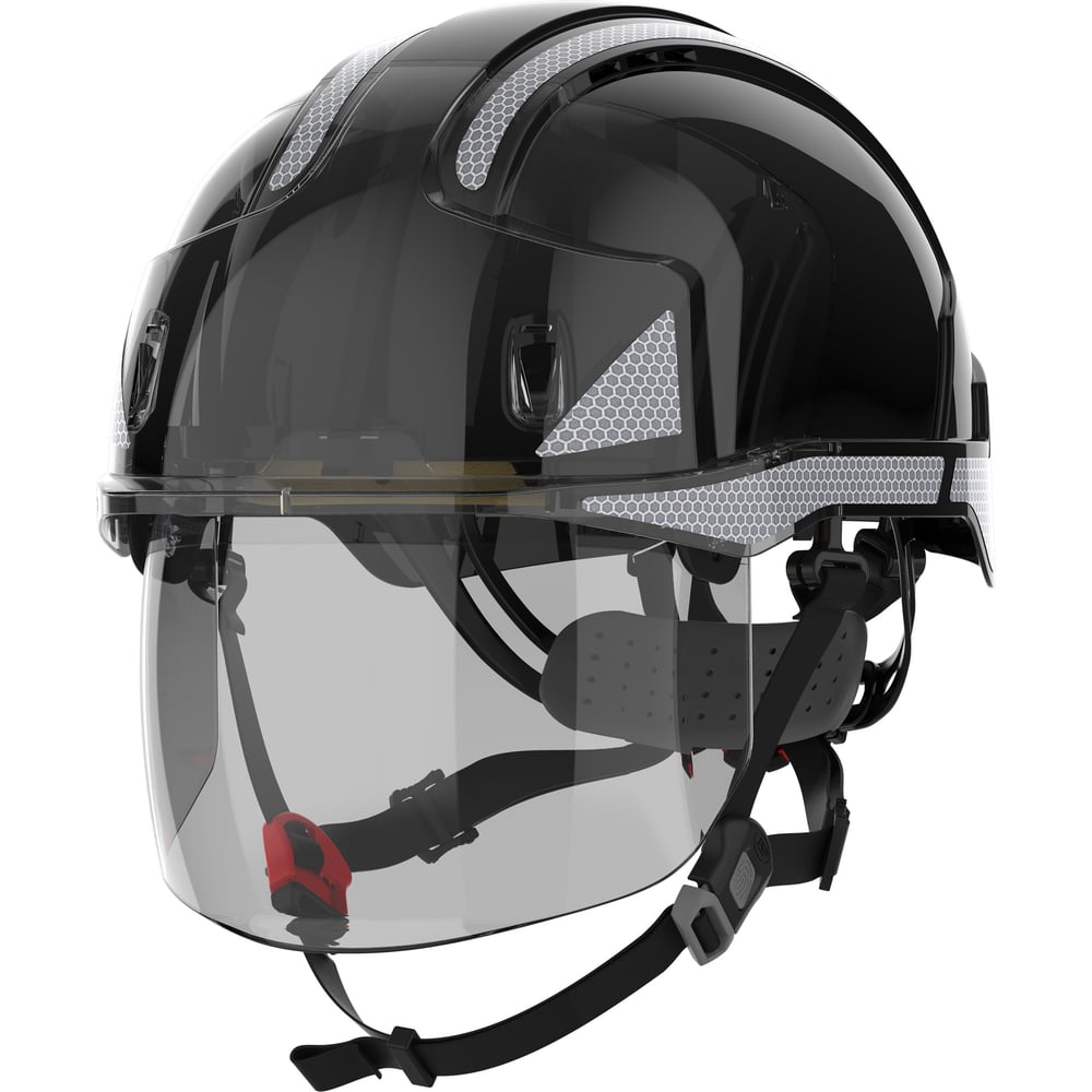 Изображение товара Защитная каска JSP EVO VISTAshield с интегрированным лицевым щитком, цв.черный + СОП + 4-точечный подбородочный ремешок Baseworker 5038428559133