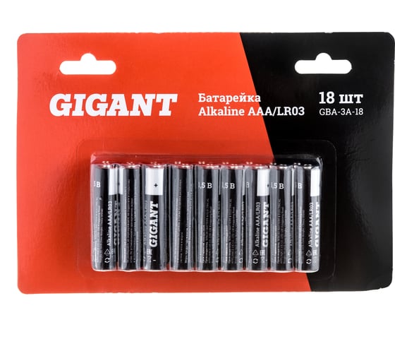 Изображение товара Батарейка Gigant Alkaline ААА/LR03 блистер 18 шт. GBA-3A-18
