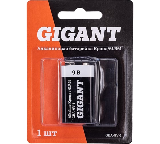 Изображение товара Батарейка Gigant Alkaline Крона/6LR61 блистер 1 шт. GBA-9V-1