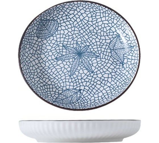 Изображение товара Тарелка ZDK Kitchen, Japanese Collection, цвет голубой, 17,5 см листочки 371596