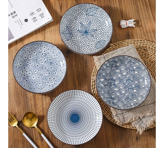 Изображение товара Набор тарелок ZDK Kitchen, Japanese Collection, 4 шт, цвет голубой, 17,5 см 371594