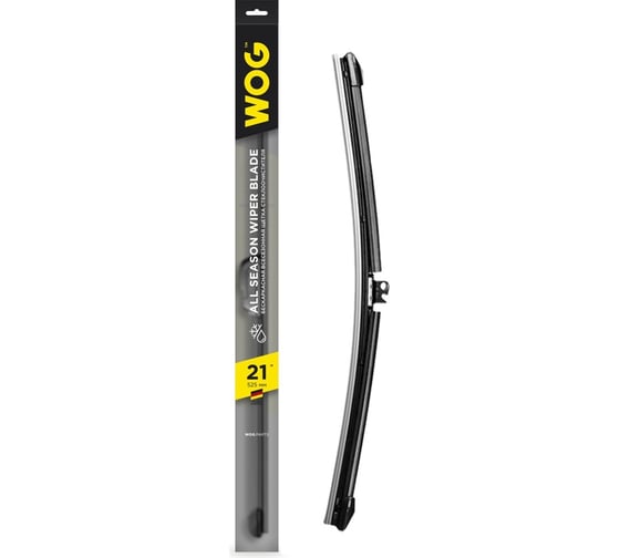 Изображение товара Щетка стеклоочистителя всесезонная бескаркасная бесшумная 21"/525 мм с адаптерами WOG WGC1407