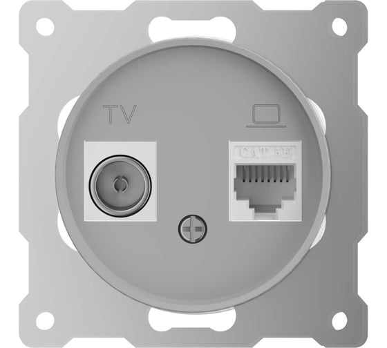 Изображение товара Розетка OneKeyElectro двойная антенна/компьютер TV/RJ45 кат.5e, цвет серый (серия Florence) 7700246