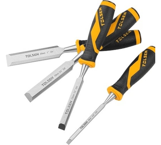 Изображение товара Набор стамесок TOLSEN с фибергласовой рукояткой, 4 предмета 6, 13, 19, 25 мм 25384