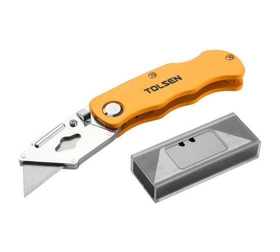 Изображение товара Малярный нож TOLSEN металлический с трапец.лезвием 61x19 мм+5лезвий 30007