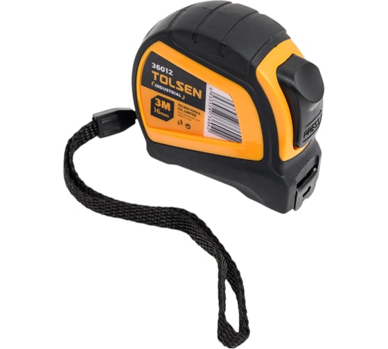 Изображение товара Рулетка TOLSEN ПРОФИ с автостопом, комбинированный корпус 3мх16 мм 36012