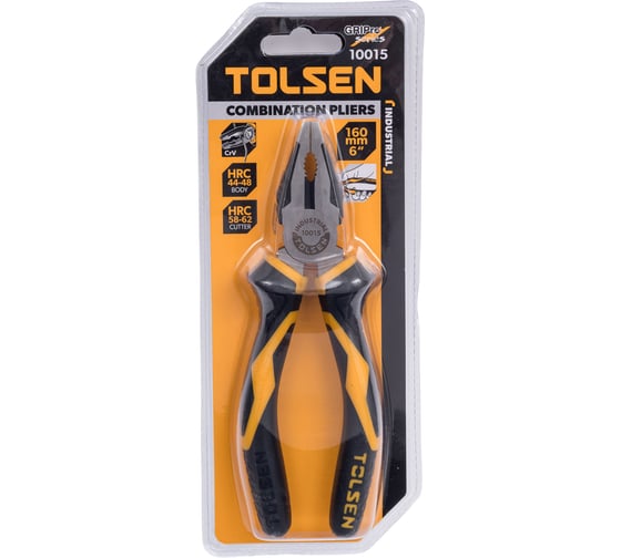 Изображение товара Плоскогубцы TOLSEN ПРОФИ комбинированная рукоятка Cr-V  160 мм 10015