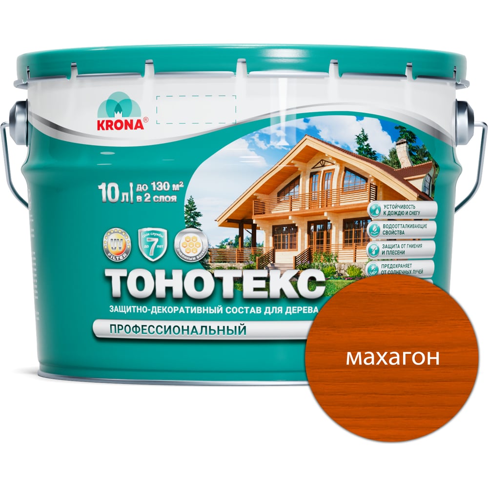 Изображение товара Защитно-декоративный состав KRONA Тонотекс для дерева 10 л