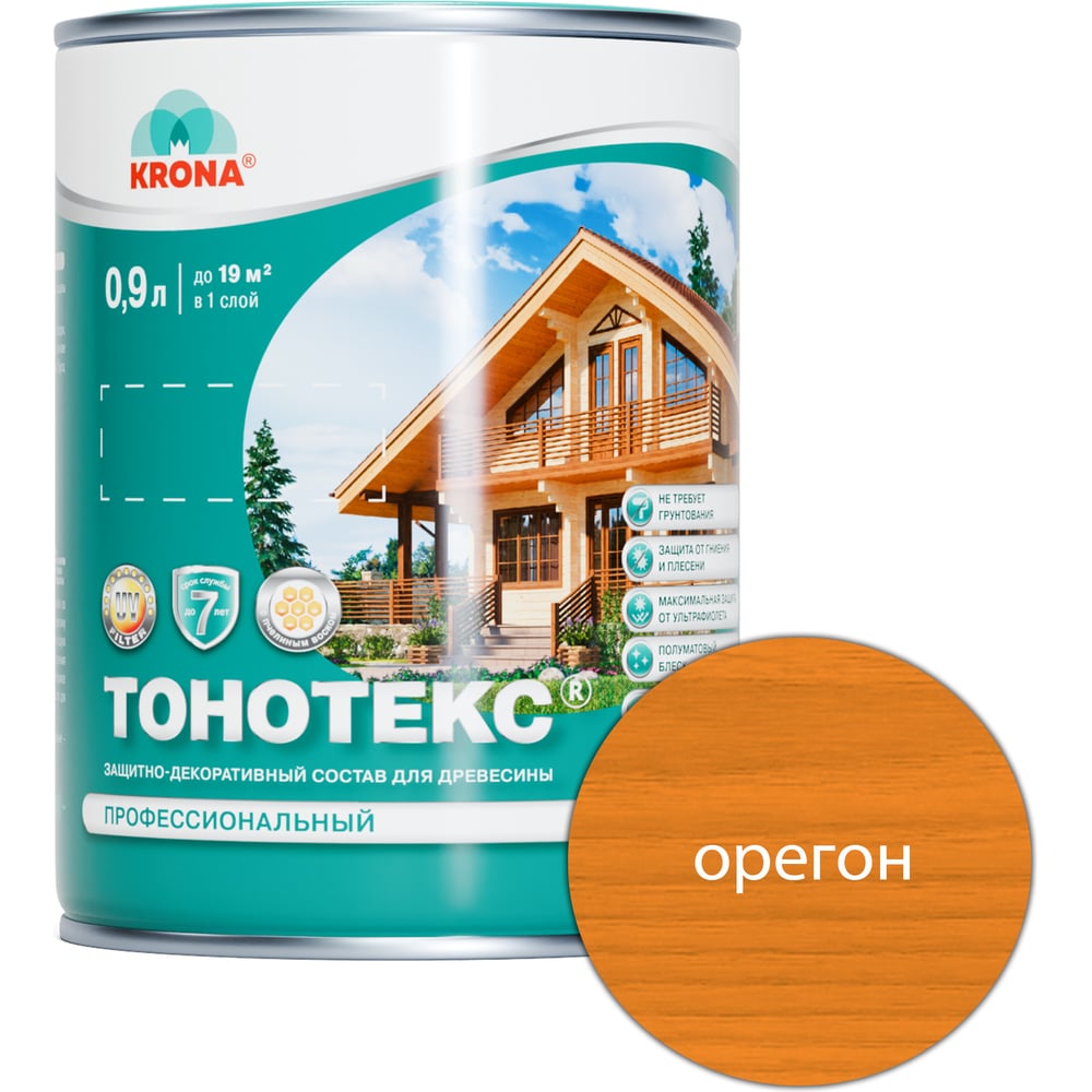 Изображение товара Защитно-декоративный состав для дерева KRONA Тонотекс (орегон; 0,9 л) 66332707 Изображение товара Защитно-декоративный состав для дерева KRONA Тонотекс (орегон; 0,9 л) 66332707