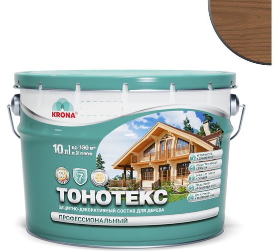 Изображение товара Защитно-декоративный состав для дерева KRONA Тонотекс (орех; 10 л) 66339607