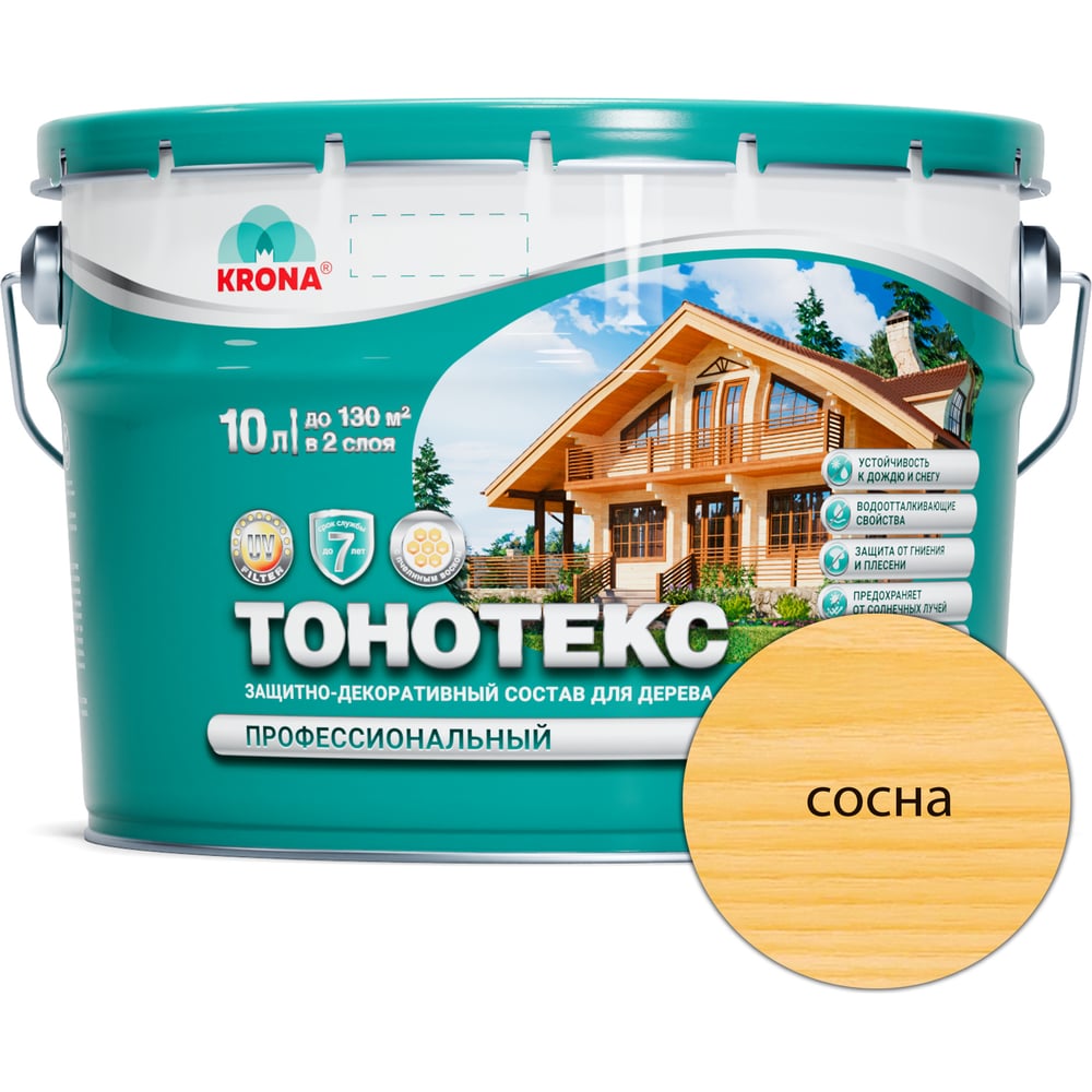 Изображение товара Защитно-декоративный состав для дерева KRONA Тонотекс 10л сосна