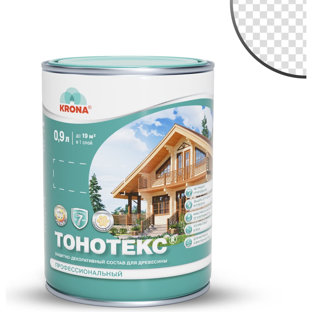 Изображение товара Защитно-декоративный состав для дерева KRONA Тонотекс бесцветный 0,9 л