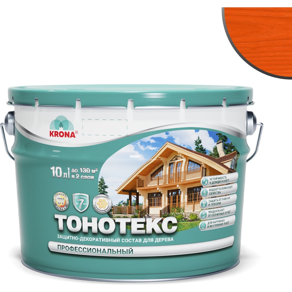 Изображение товара Защитно-декоративный состав KRONA Тонотекс 10 л рябина яркая
