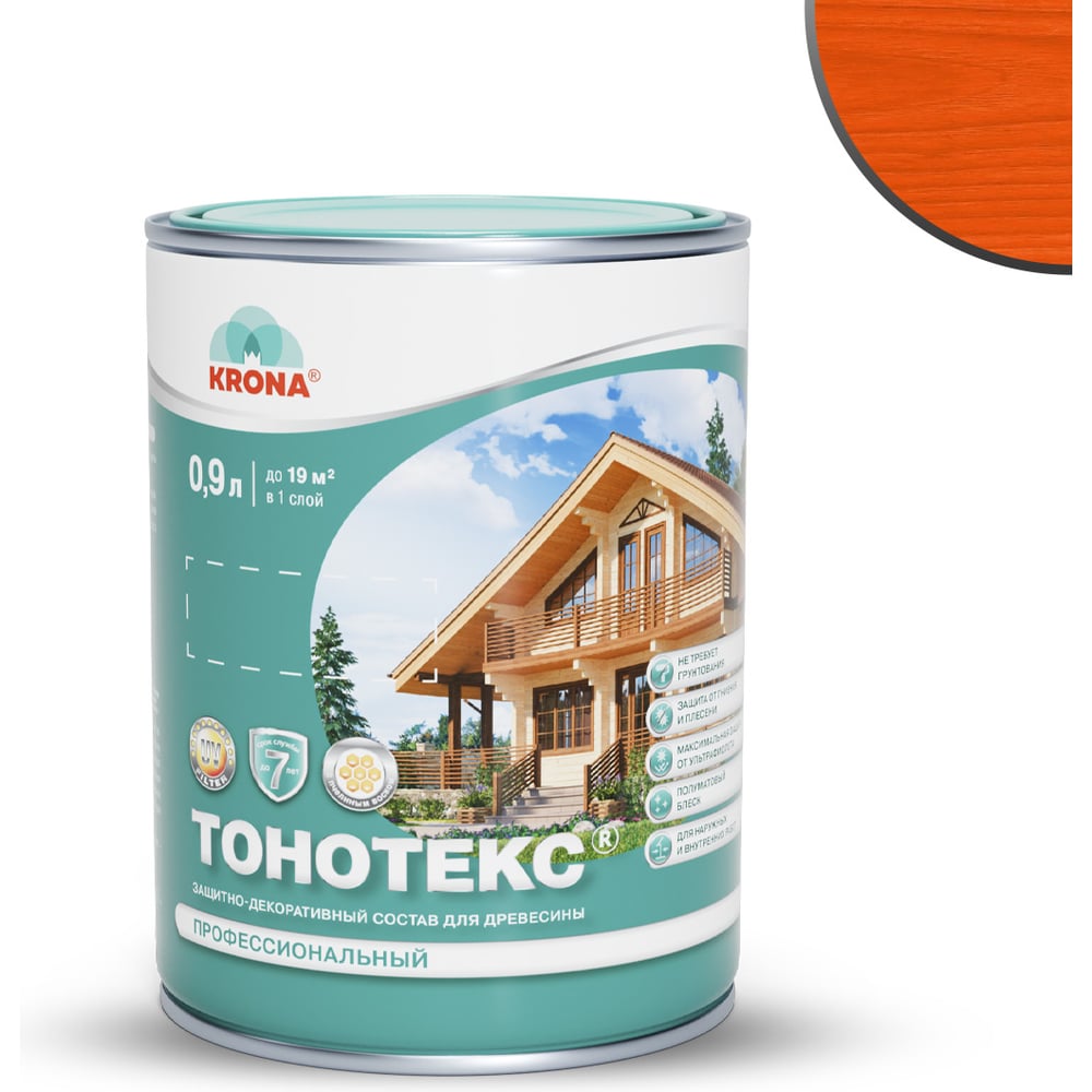 Изображение товара Защитно-декоративный состав KRONA Тонотекс рябина яркая 0,9 л