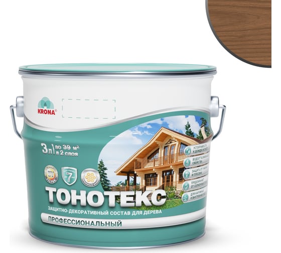 Изображение товара Защитно-декоративный состав для дерева KRONA Тонотекс (орех; 3 л) 66339508