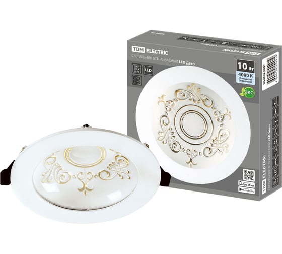 Изображение товара Светильник потолочный встраиваемый LED Деко 03, 10 Вт, 4000K, кругл, D170 мм, золото/белый TDM ELECTRIC SQ0362-0007