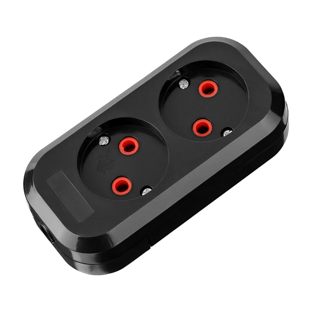 Изображение товара Розеточная колодка TDM ELECTRIC Народная 2 гнезда 10А 250В черная