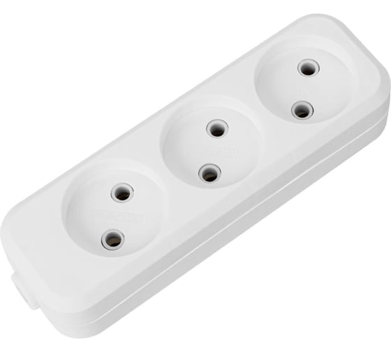 Изображение товара Розеточная колодка TDM ELECTRIC 3 гнезда 2П б/з 10А 250В белая серии Народная SQ1806-0416