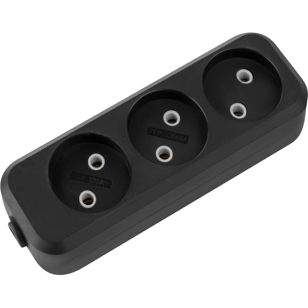 Изображение товара Розеточная колодка TDM ELECTRIC 3 гнезда 2П без заземления 10А 250В черная