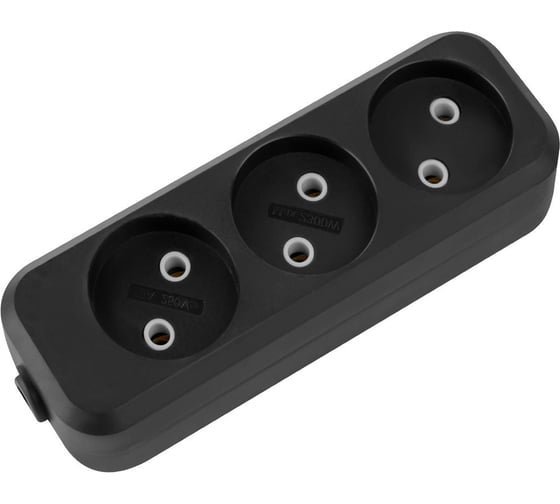 Изображение товара Розеточная колодка TDM ELECTRIC 3 гнезда 2П б/з 10А 250В черная серии Народная SQ1806-0425