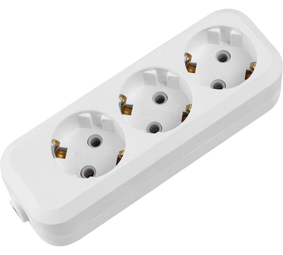 Изображение товара Розеточная колодка TDM ELECTRIC 3 гнезда 2П+3 16А 250В белая серии Народная SQ1806-0417