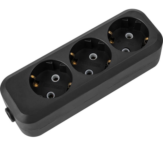 Изображение товара Розеточная колодка TDM ELECTRIC 3 гнезда 2П+3 16А 250В черная серии Народная SQ1806-0426