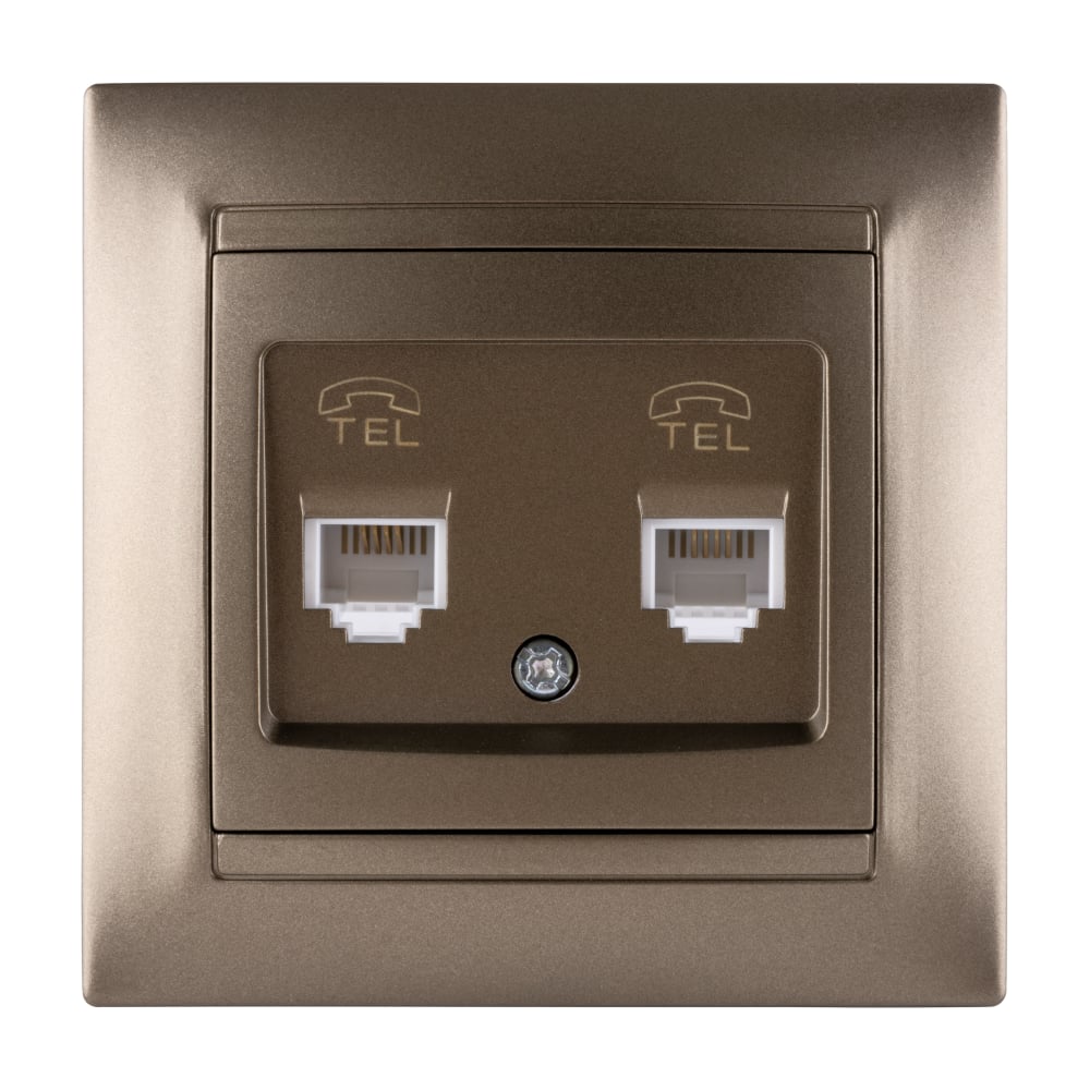 Изображение товара Двойная телефонная розетка TDM ELECTRIC RJ11 бронза серия Лама