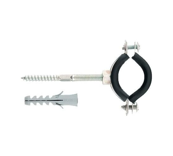 Изображение товара Сантехнический хомут для труб СИБРТЕХ 32-36 (1"), резиновый уплотнитель, шпилька+дюбель 481663