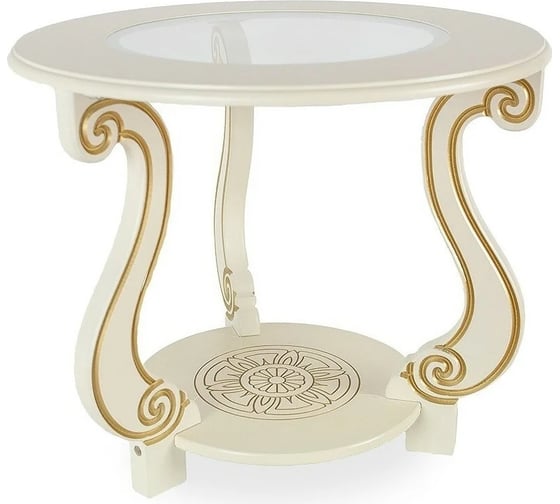 Изображение товара Журнальный стол Мебелик Грация (С) на колесах, слоновая кость, золото 7455
