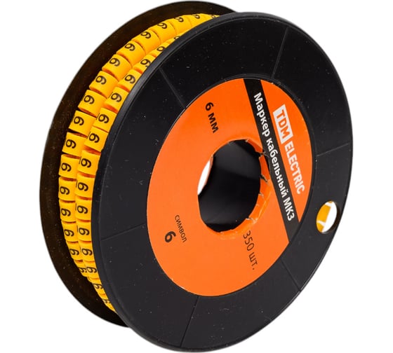 Изображение товара Маркер МК3 - 6мм символ 6 350шт/ролл TDM ELECTRIC SQ0511-0056