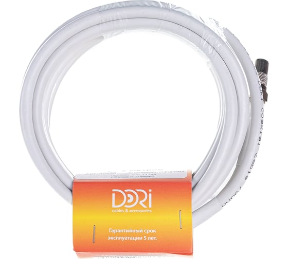 Изображение товара Коаксиальный кабель DORI RG-6 на F-разъёмах 5 м + переходник на TV 40880