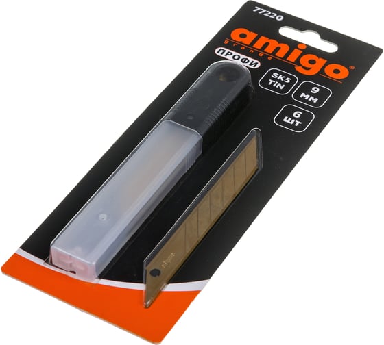 Изображение товара Лезвия TiN 6 шт, 9 мм для ножа AMIGO 77220