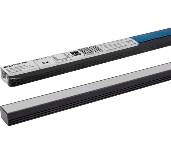 Изображение товара Алюминиевый профиль TDM накладной черный 1612 2 м, матовый рассеиватель, 2 заглушки, 3 крепежа SQ0331-0492