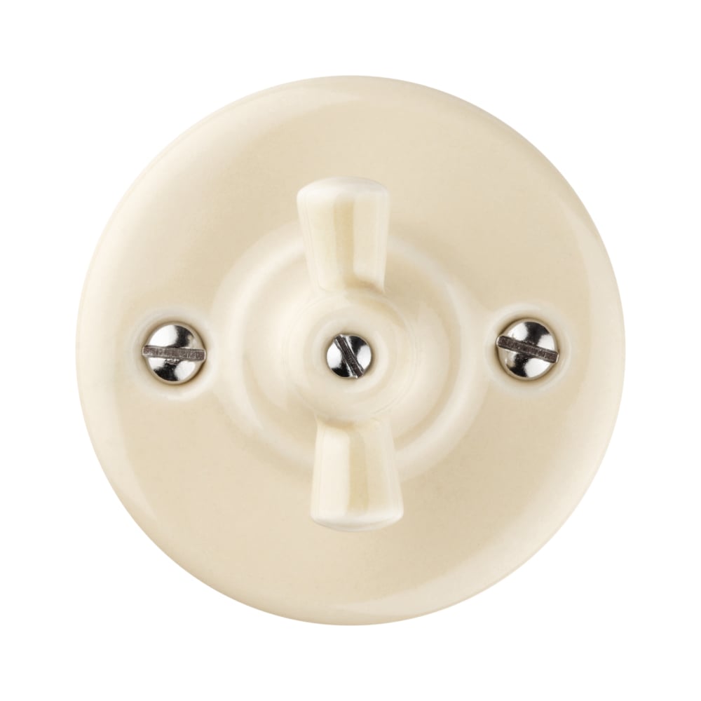 Изображение товара Поворотный выключатель TDM ELECTRIC фарфоровый с ручкой бантик 10А слоновая кость «Болонь» SQ1820-0310