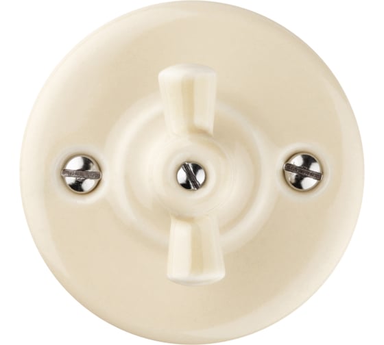 Изображение товара Поворотный выключатель TDM ELECTRIC фарфоровый с ручкой бантик 10А слоновая кость «Болонь» SQ1820-0310