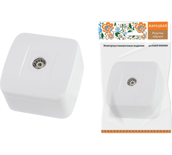 Изображение товара Розетка TВ простая белая (0-2400 Гц, "мама") открытой установки, IP20 серия "Дача" Народная TDM ELECTRIC SQ1824-0013