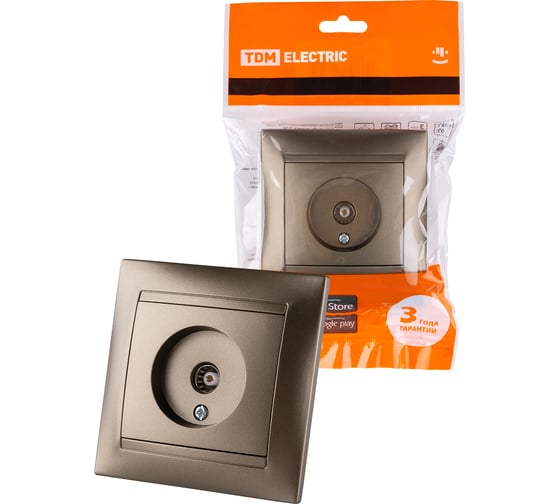 Изображение товара Розетка телевизионная простая (0-2400МГц, "мама") бронза серия "Лама" TDM ELECTRIC SQ1815-0717