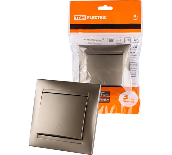 Изображение товара Кнопка звонковая 6А TDM ELECTRIC бронза серия "Лама" SQ1815-0708