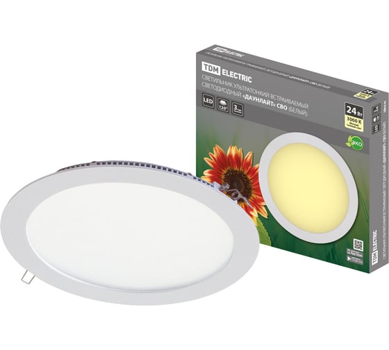 Изображение товара Светильник встраиваемый светодиодный "Даунлайт" TDM ELECTRIC белый 24 Вт 3000К SQ0329-0236