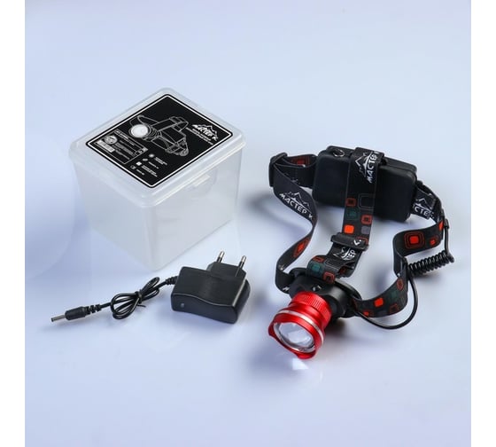 Изображение товара Налобный аккумуляторный фонарь Мастер К, 1 led, 4.5x6.5 см, 3 режима, от сети 220 Вт 3110082