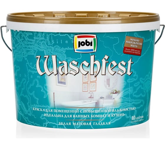 Изображение товара Краска JOBI для кухонь и ванных комнат WASCHFEST 10л 10525