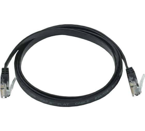 Изображение товара Коммутационный шнур ITK плоский кат.6 UTP 2м чёрный PC09-C06U-2M-FL